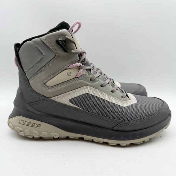 ECCO Womens Ultra Terrain Mid Warm Hiking Boot EU 37 US 6-6.5 Grey Nubuck WP NIB - Picture 4 of 13